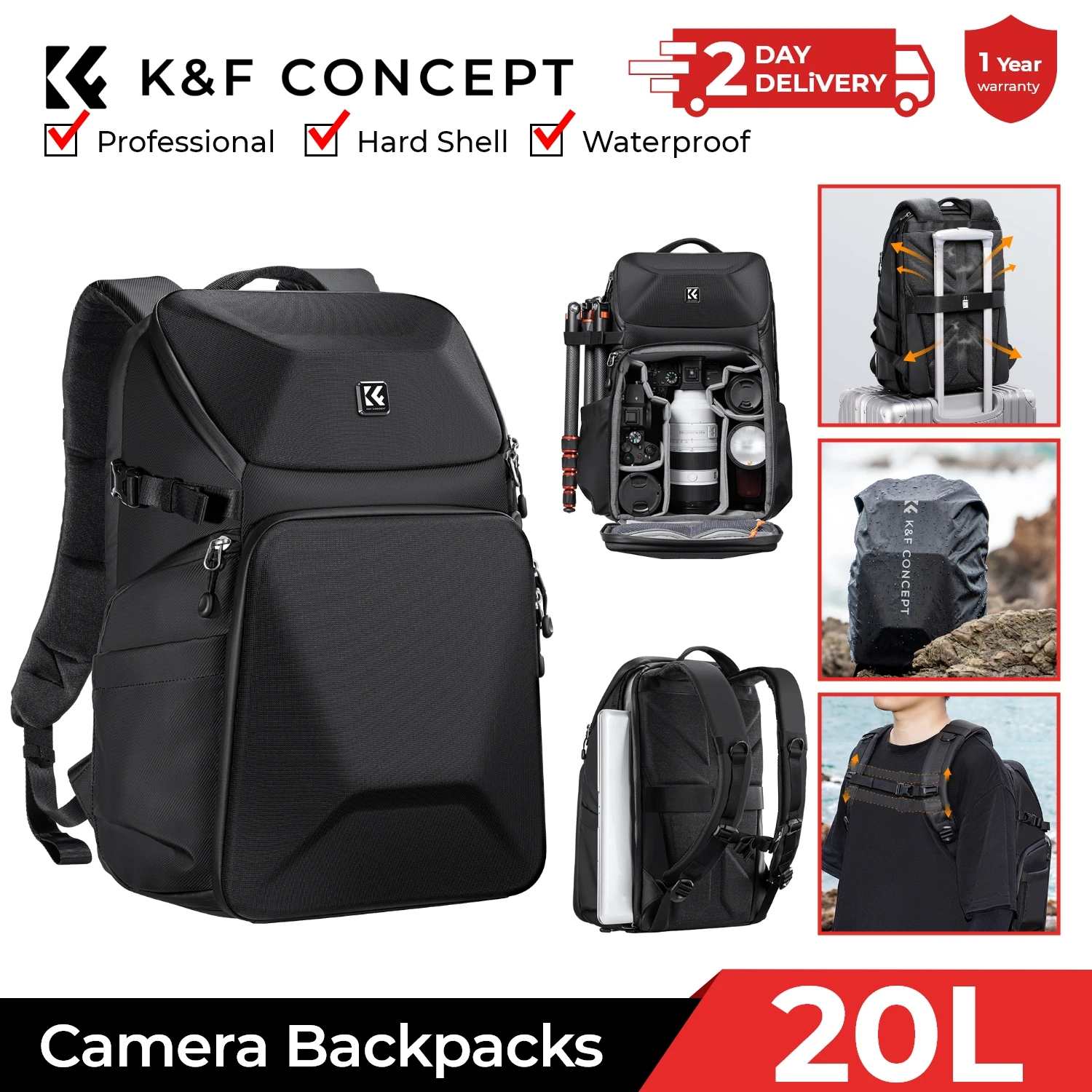 Photography Product - K&F CONCEPT 20L Camera Backpack Waterproof