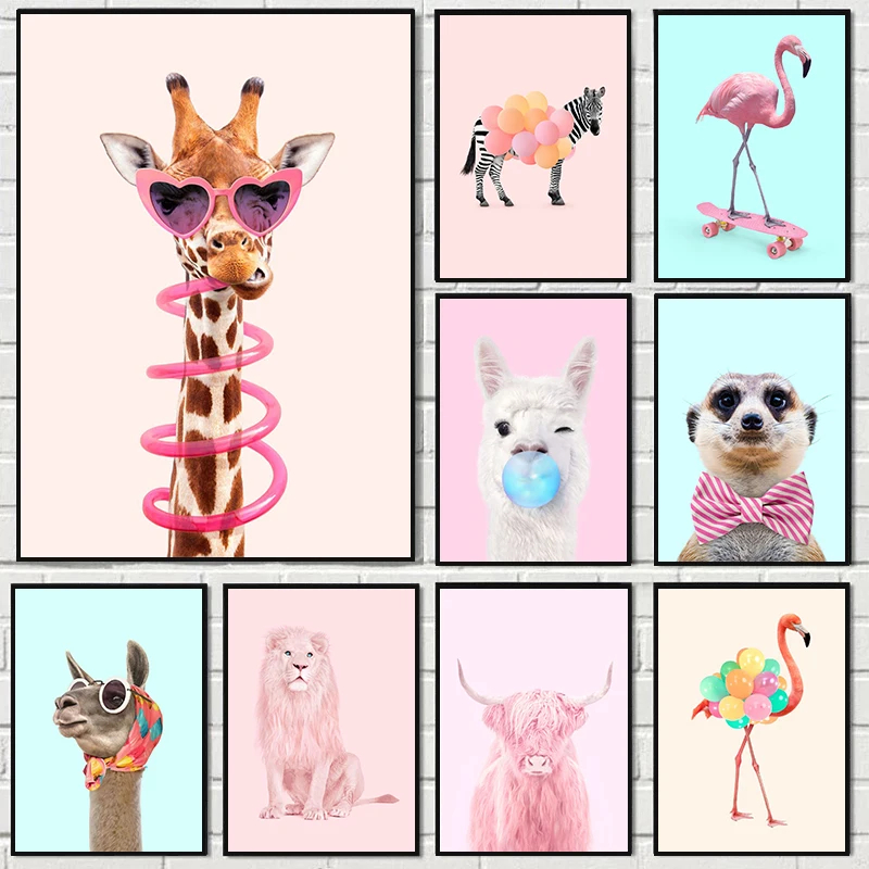 Photography Fashion - Funny Fashion Giraffe Zebra Flamingo Party