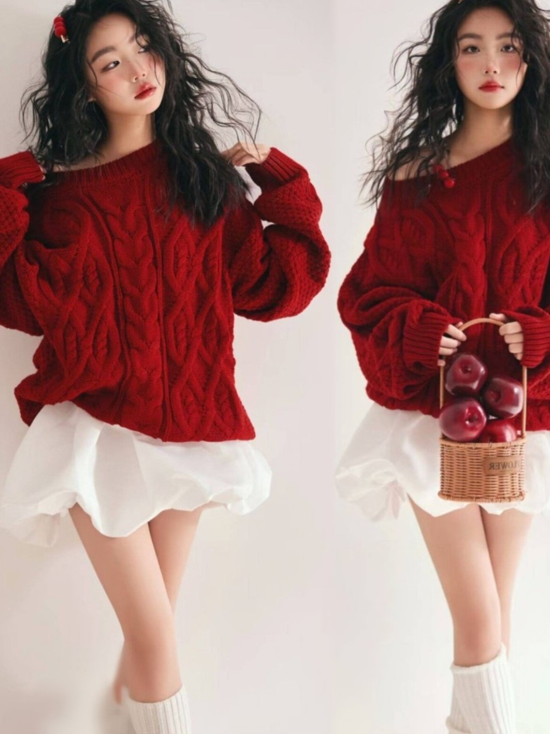 Photography Young - Red Sweater Girl Studio Art Photo