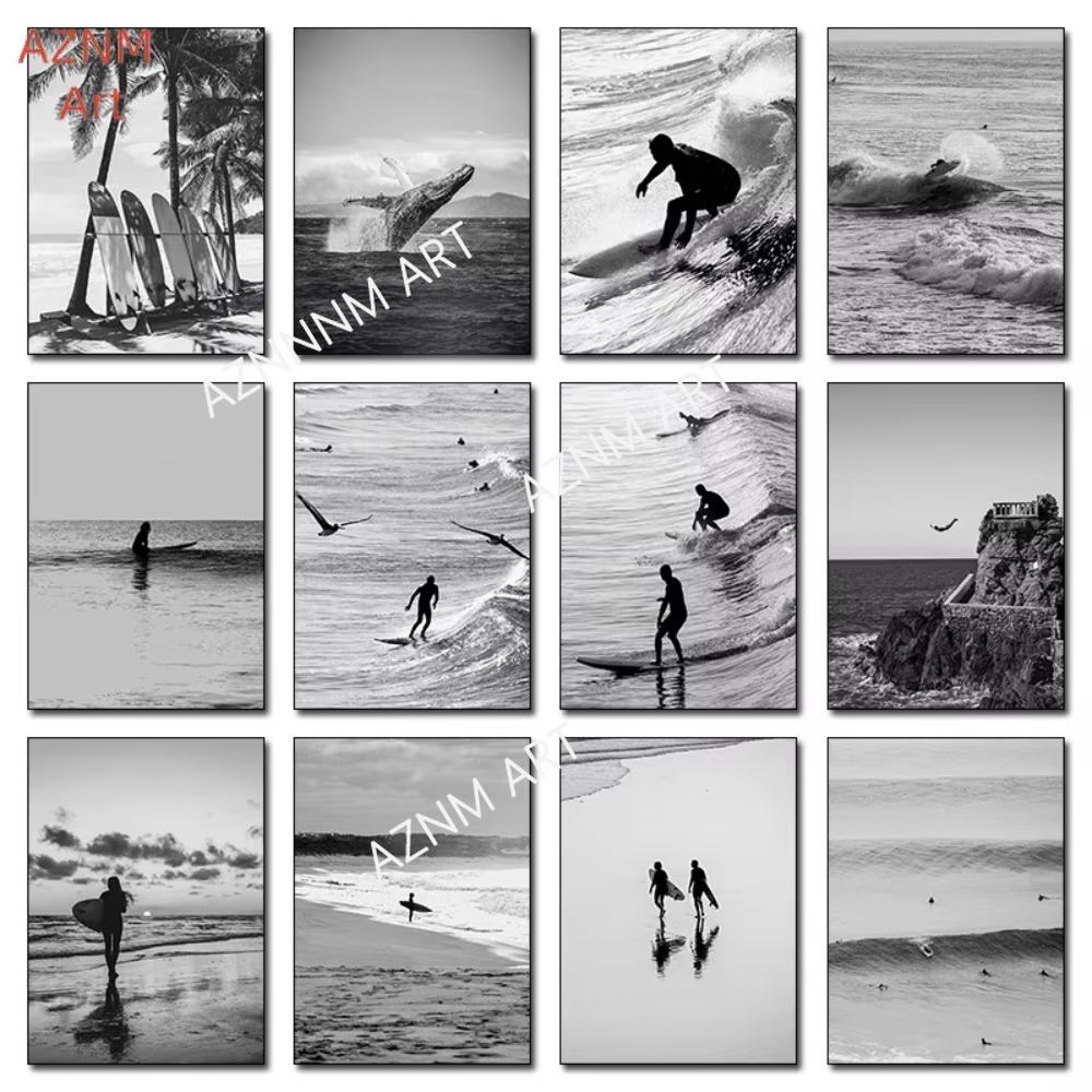 Photography Poster - 1PC ，Fine Surfing Black and White