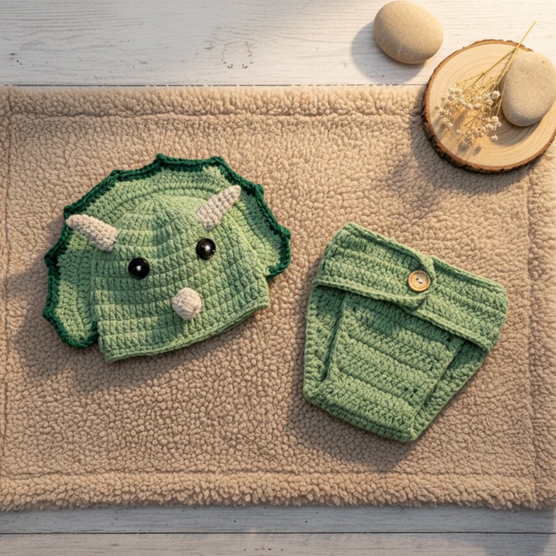 2pcs Crochet Dinosaur Newborn  - Photography Outfit review and price