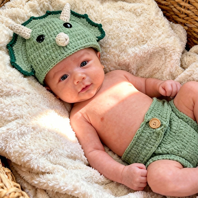 2pcs Crochet Dinosaur Newborn  - Photography Outfit review and price